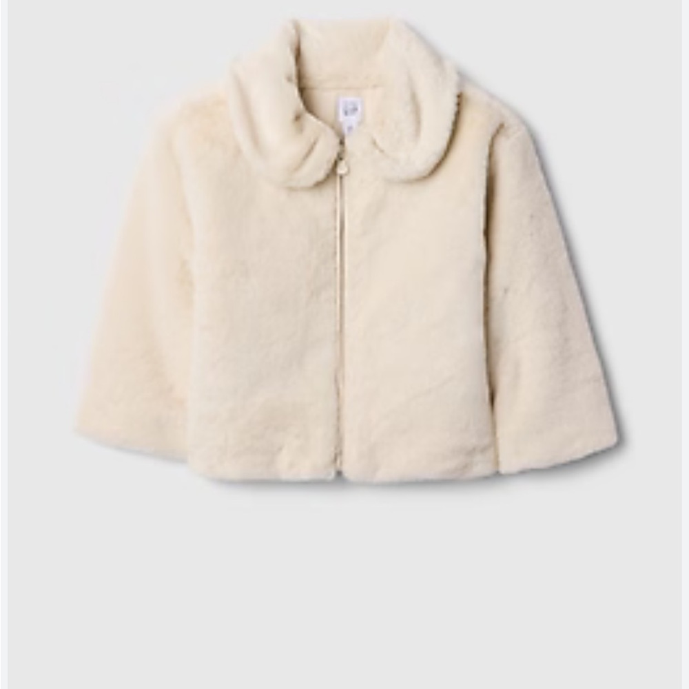 Kids Cream Faux Fur Jacket